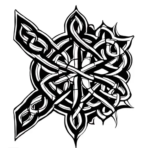 Celtic knotwork design incorporating elements of stained glass patterns tattoo design idea