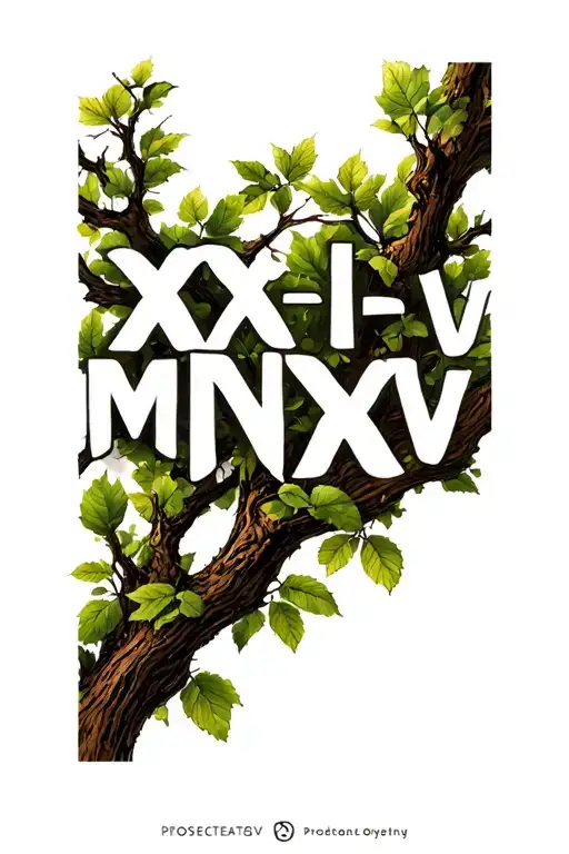 "XXI-V-MMXXV" Tree Branch tattoo design idea