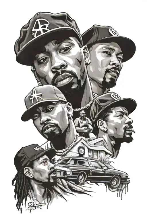 tupac, snoop dog, eazy e, ice cube tattoo design idea