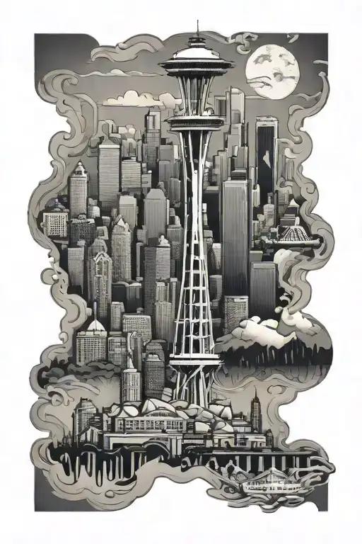 Seattle skyline tattoo design idea