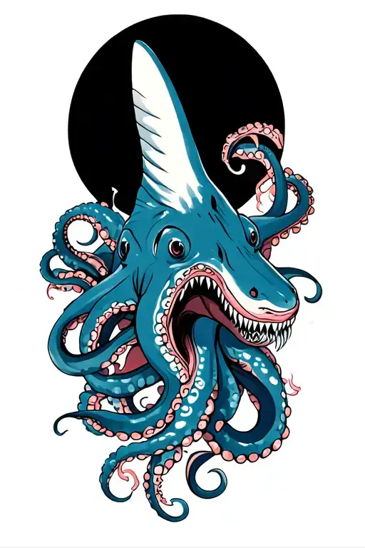 Octopus with Hammerhead Shark tattoo design idea