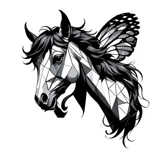 Aries horse geometric honey comb fairy joker tattoo design idea