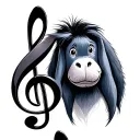 treble clef and eeyore  tattoo design idea