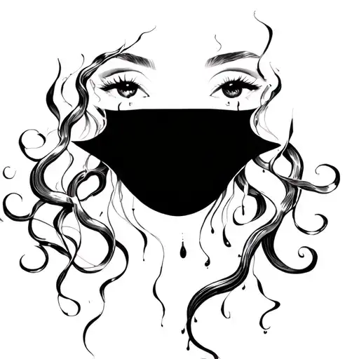 medusa with pronounced cheekbones and sultry eyes smiling with tears flowing  tattoo design idea