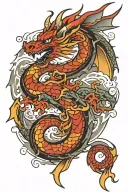 dragon reversible rotation tattoo design idea