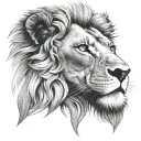 Lion with eyes of a woman tattoo design idea