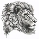 Lion with eyes of a woman tattoo design idea