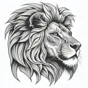 Lion with eyes of a woman tattoo design idea