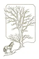 wolf and live oak tree tattoo design idea
