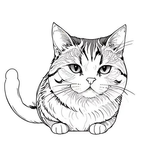 Suminagashi cat tattoo design idea