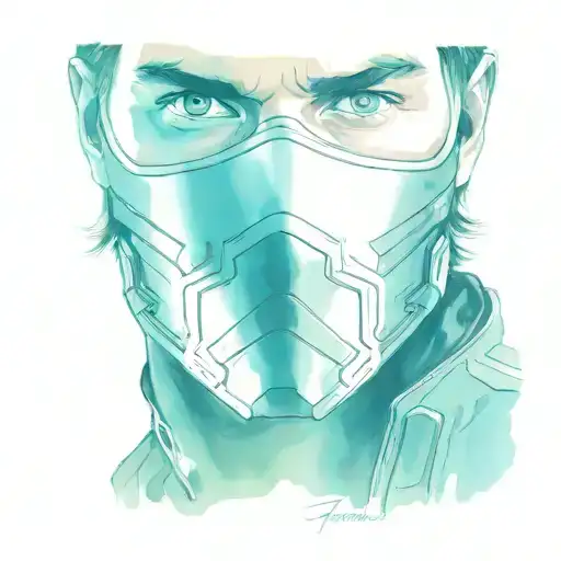 marvel winter soldier in half face mask tattoo design idea