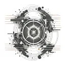 A minimalist design of an aperture blade in motion, with small elements like light rays or fingerprints intertwined. tattoo design idea