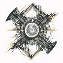 A minimalist design of an aperture blade in motion, with small elements like light rays or fingerprints intertwined. tattoo design idea