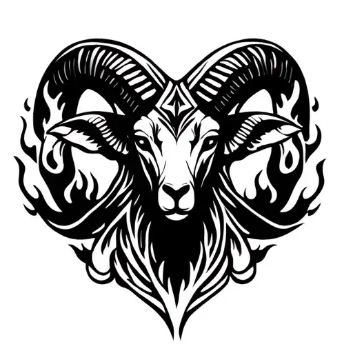 aries ram with flames tattoo design idea
