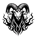 aries ram with flames tattoo design idea