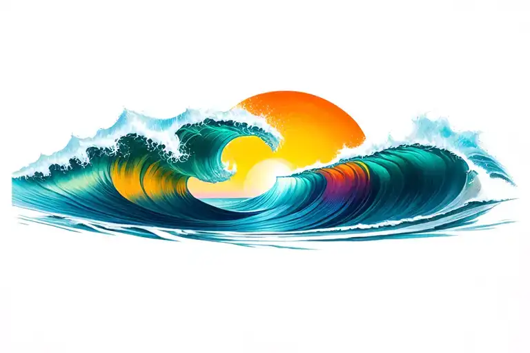 ocean wave merging tattoo design idea