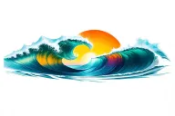ocean wave merging tattoo design idea