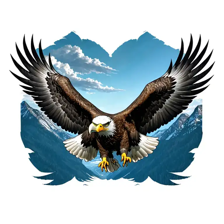bald eagle soaring tattoo design idea