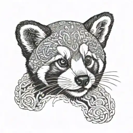 red panda face merged tattoo design idea