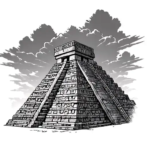 Mayan temple pyramid tattoo design idea