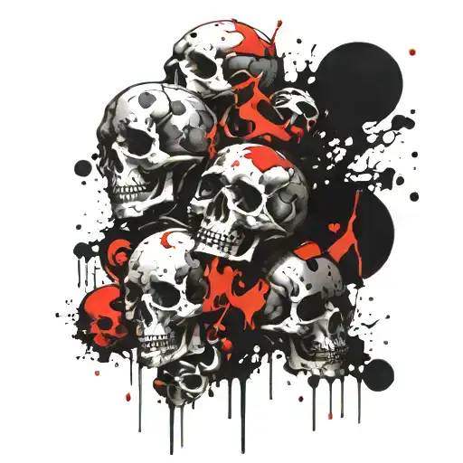 pile of skulls tattoo design idea