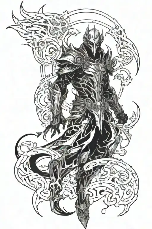 Starscourge Radahn depicted as a character tattoo design idea