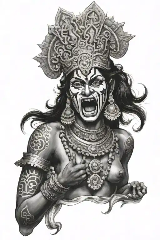 goddess Kali side face with tongue coming out tattoo design idea