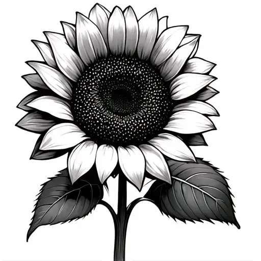 Black And White Sunflower tattoo design idea