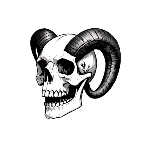 Aries skull tattoo design idea