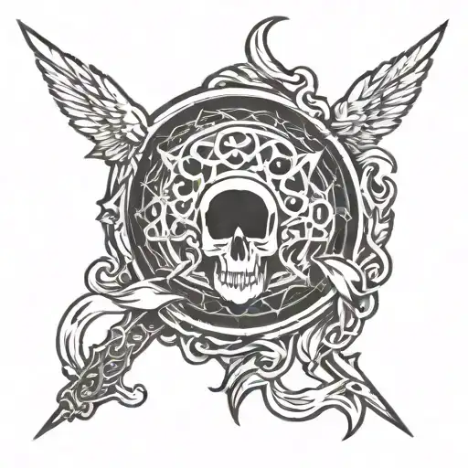 sleep token band logo incorporated tattoo design idea