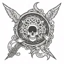 sleep token band logo incorporated tattoo design idea