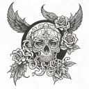 sleep token band logo incorporated tattoo design idea