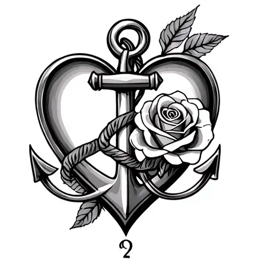 heart anchor rose mother, daughter tattoo design featuring tattoo design idea