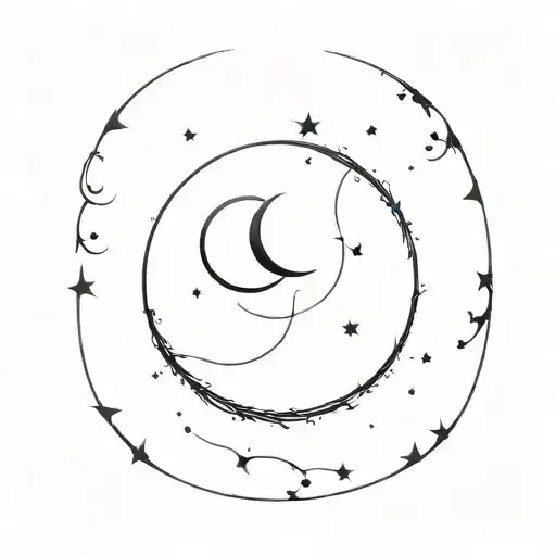 all black full moon on the left and on the right a full black waxing crescent moon tattoo design idea