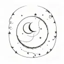 all black full moon on the left and on the right a full black waxing crescent moon tattoo design idea