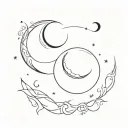 all black full moon on the left and on the right a full black waxing crescent moon tattoo design idea