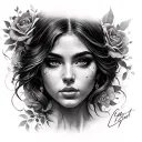 Beautiful Woman's face tattoo design idea