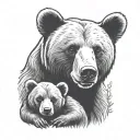 mama bear holding baby bear tattoo design idea