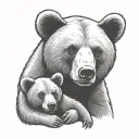 mama bear holding baby bear tattoo design idea