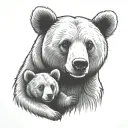 mama bear holding baby bear tattoo design idea