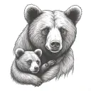 mama bear holding baby bear tattoo design idea