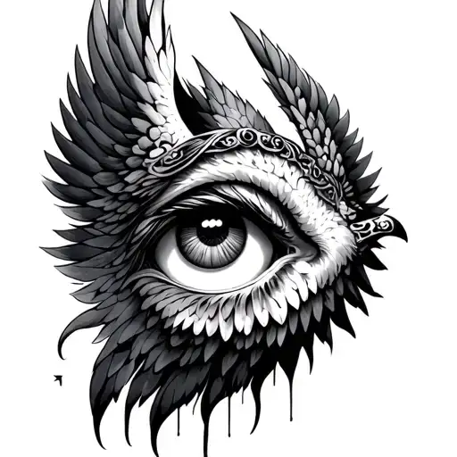 seraphim angel symmetrical eyes tattoo design idea