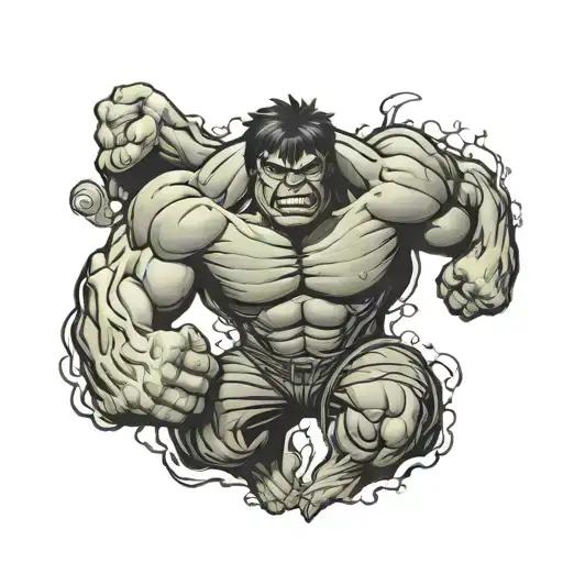 hulk japanese style tattoo design idea