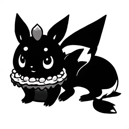 eevee pokemon and cake  tattoo design idea