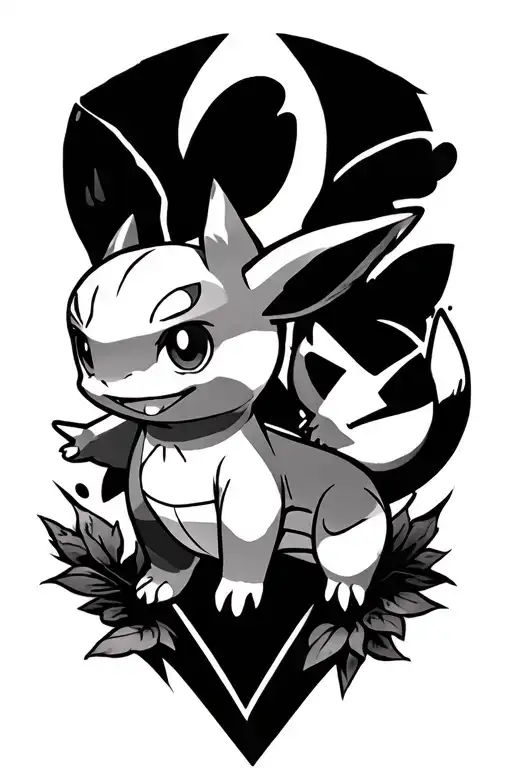 cubone,eevee, squirtle, charmander,mew tattoo design idea