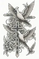 doves and crosses  tattoo design idea