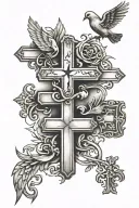 doves and crosses  tattoo design idea