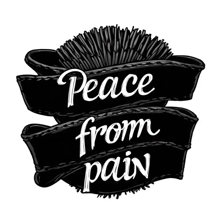 "Peace from pain" black leather flogger, spread out tattoo design idea