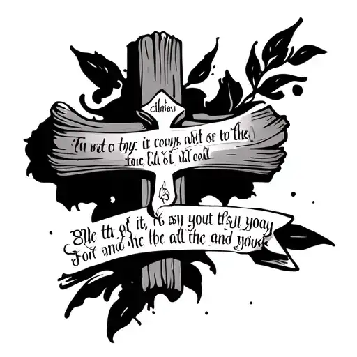 cross with bible verse written tattoo design idea