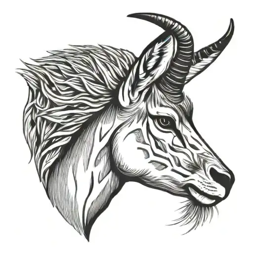 gazelle head profile holding tattoo design idea